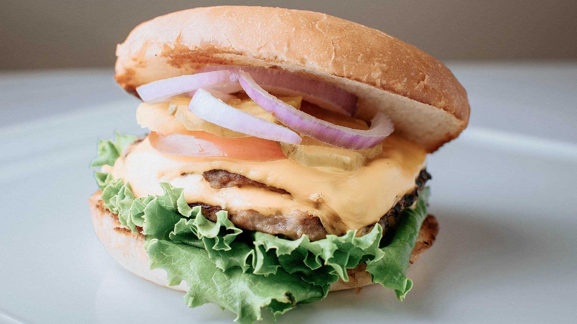 Hamburger with onions and cheese