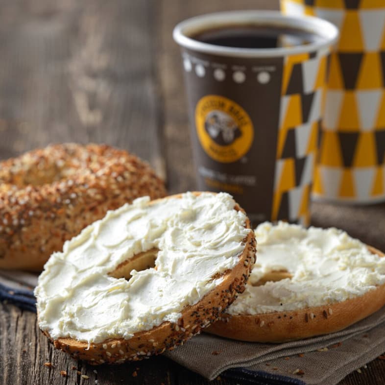 Einstein Bros. Breakfast with coffee