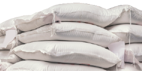 Rice bags stacked